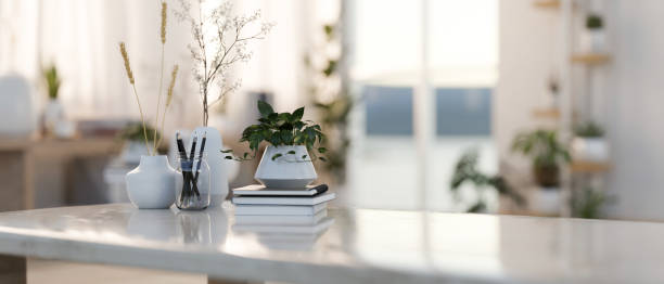 istock A luxury white coffee table feature a copy space for display products in a modern living room. 2152139402