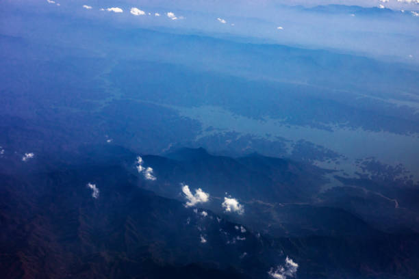 Flight over mountains and landscape in Chiang Mai province