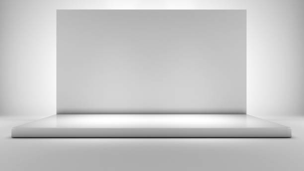 istock White stand on a white background,mock up podium for product presentation,3D rendering 2152141875