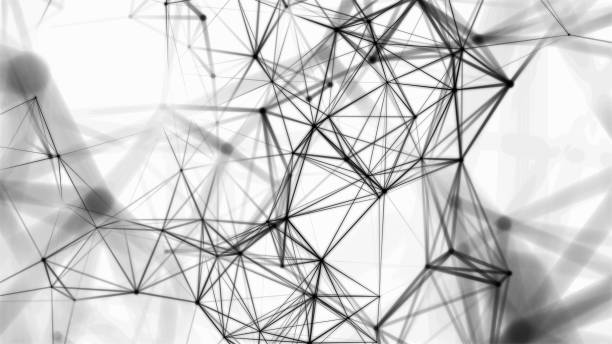 istock Black and white polygonal space. Structure of dots and connection lines. Digital background. Weaving effect. 3d. 2152142804