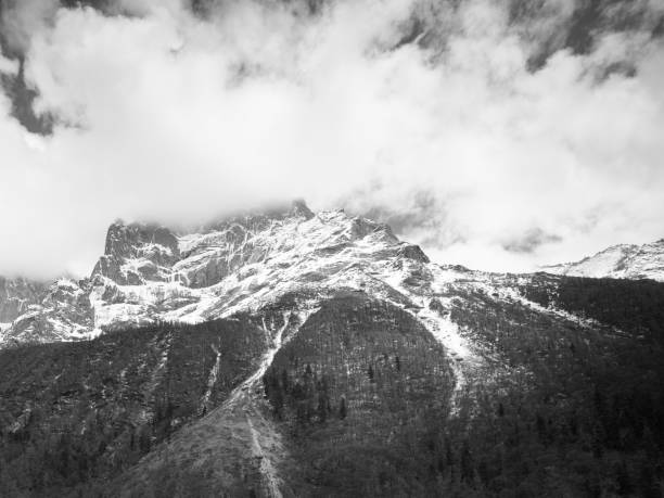 Snowy mountain peaks in the Austrian Alps near the Grossglockner in Salzburg Province, Austria during a beautiful springtime day. View from the Edelweissspitze.