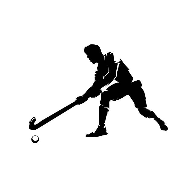 istock Field hockey player, isolated vector silhouette, team sport ahtlete 2152151392