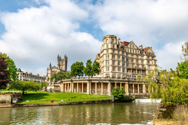 River side park and city of Bath in England