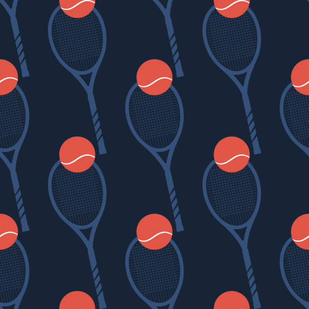 istock Tennis Game Racquet Seamless Background. Template for Logo, Card, Sticker, T-Shirt, Textile. 2152156873