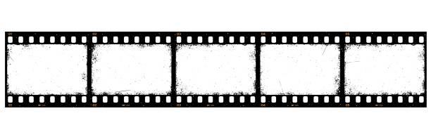 stockillustraties, clipart, cartoons en iconen met grunge film reel strip, isolated movie filmstrip - het-verleden