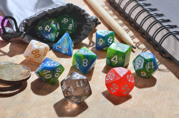 istock Dice for playing dnd, rpg, fantasy games. twenty-sided cube and polyhedral cubes on white background 2152162978