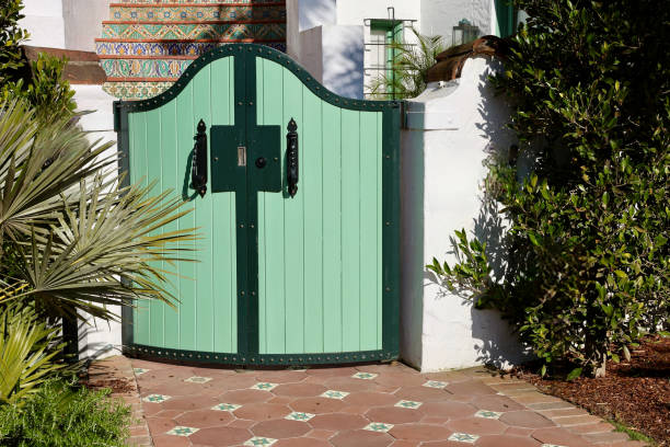 istock Charming wood gate to the bungalow courtyard 2152168043