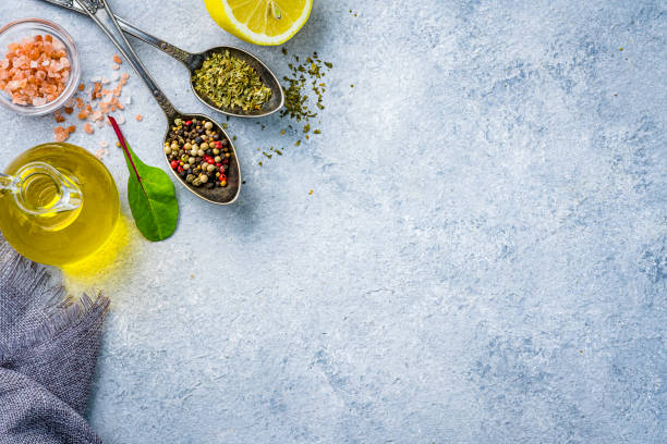 istock Spices and cooking oil, background. Copy space 2152168639
