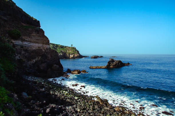 istock Serene Coastal Seascape with Rocky Shoreline and Clear Blue Sky 2152169775