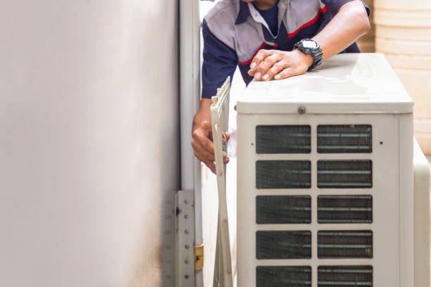 istock Repairman washing dirty inside compartments air conditioner, Technical clean mold in system air conditioning system 2152171045