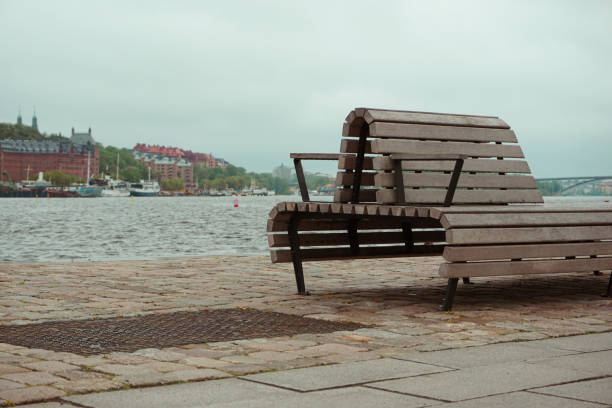 Close up of a outdoor bench