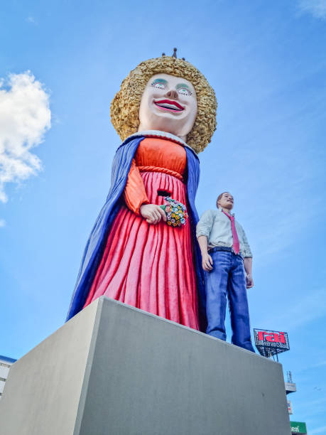Amsterdam, Netherlands - 22 October, 2023: Feestelijke Beeldenreeks Statue at the Rai Complex. The art is part of six statues named Festive sculpture series, by the Belgian artist Guillaume Bijl.