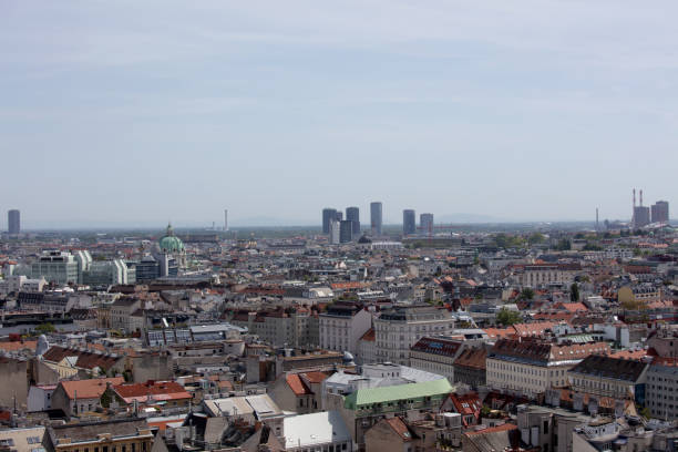 Danube City in Vienna at sunset