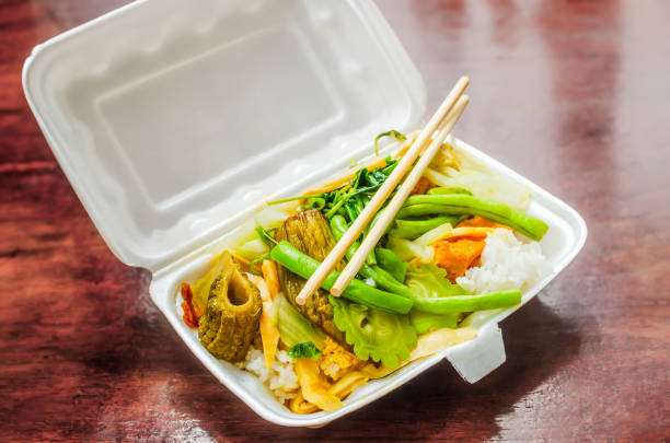 asian vegetarian street food in container