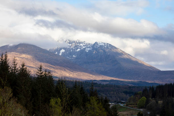 Clouds over Ben Nevis in springtime, viewed from near Spean Bridge, Scotland