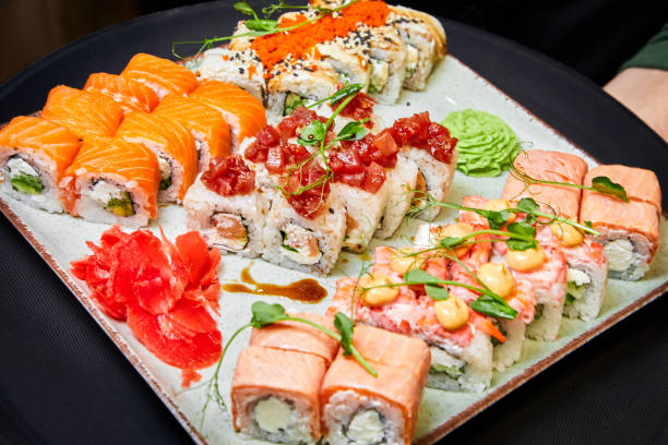 istock Set of sushi rolls in a cafe 2152180634