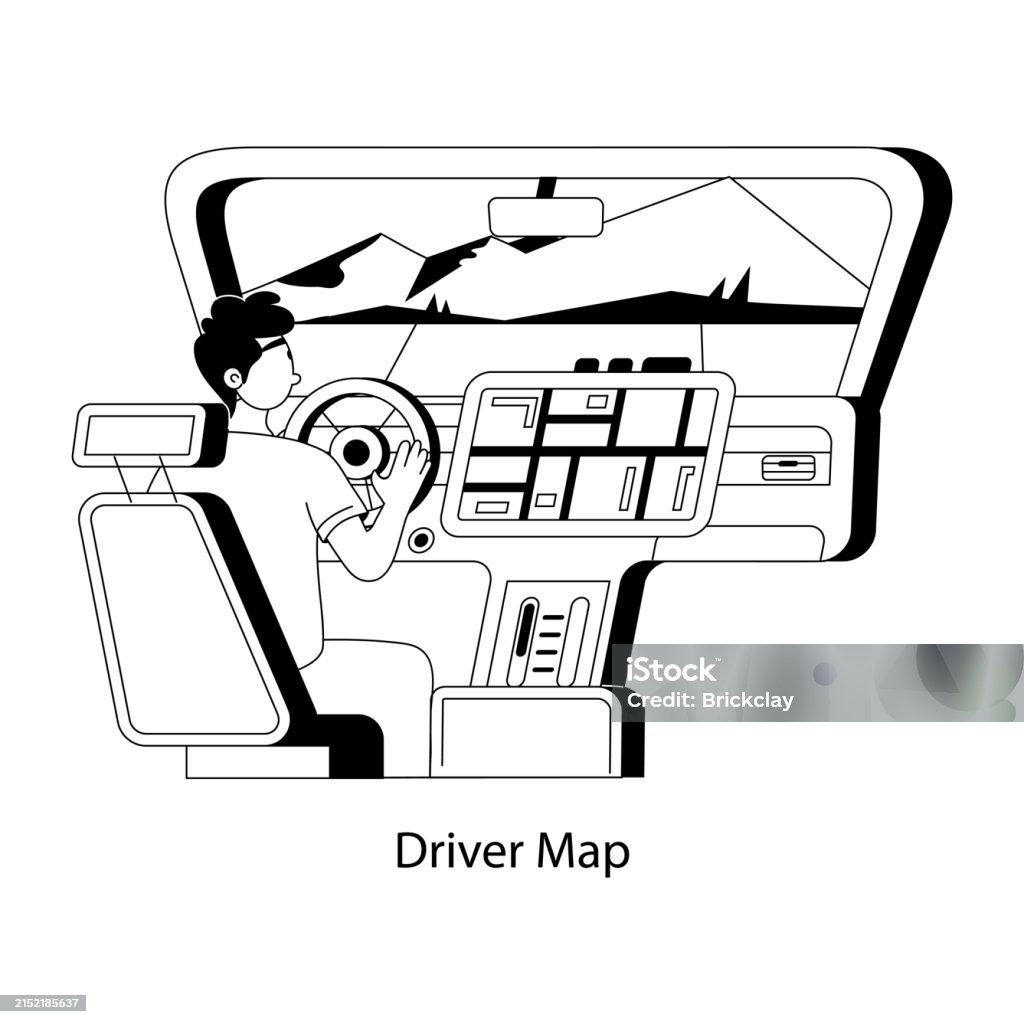 Driving Character Map Driver Map Stock Illustration - Download Image Now - Direction, Driving ...