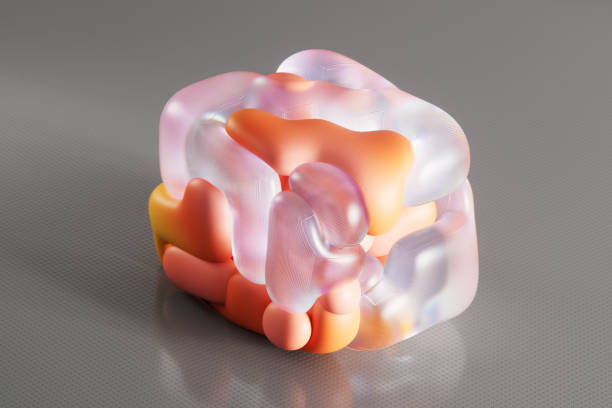 Digital generated image of Futuristic of a colorful pastel translucent cube. Cloud technology, big data or artificial intelligence concepts.