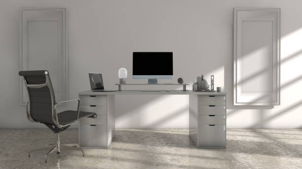 istock 3D illustration of interior design of computer setup 2152186791