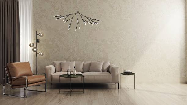 Minimalist living room interior.