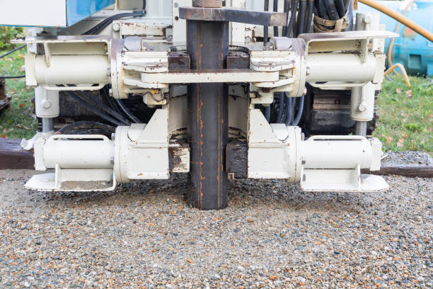 istock Water well drill. Industrial machinery drilling with mining tower. Engineering equipment. 2152196875