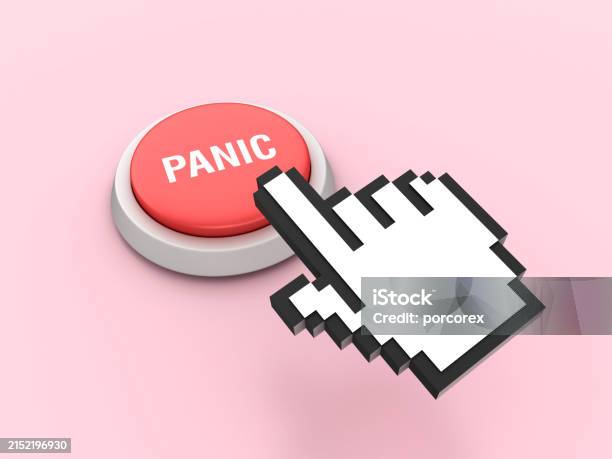 Panic Button Computer Panic Push Button With Computer Hand Cursor Stock Photo - Download ...