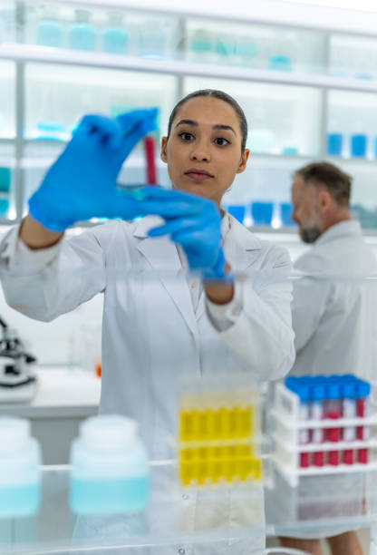 istock Two scientists at a medical laboratory. Female doctor researching and comparing blood samples 2152197306