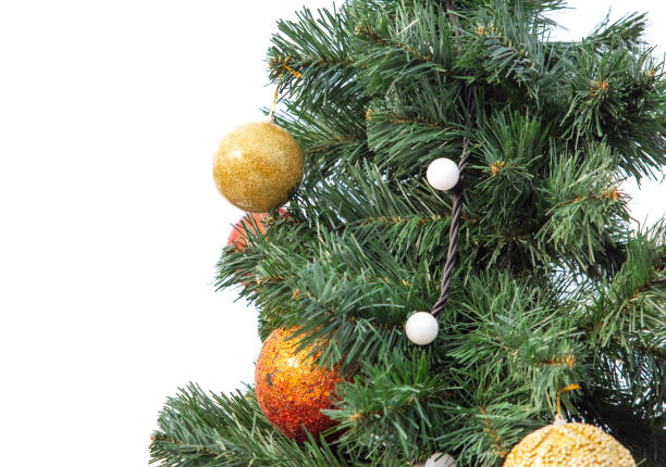 istock Toys on an artificial Christmas tree isolated on a white background 2152198487
