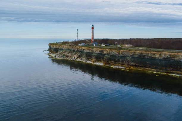 istock Lighthouse on the Paldiski Peninsula, drone point of view. 2152198724