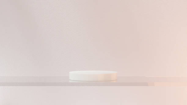 istock 3D product is elegantly showcased on a glass platform adorned with soft pink-tinted lighting. 2152200265