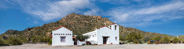 Ajo, Arizona, USA - February 15, 2024: The Saint Catherine's Indian Mission was established in 1942 by the Sisters of Charity to serve the people of southern Arizona and Mexico near the US-Mexico border.  The Sisters were dedicated to their mission of providing religious education and guidance to the community.  They not only provided religious services but also ran a school and offered various services.  Today, the mission building serves as the Ajo Historical Society Museum.  The museum is located in Ajo, Arizona, USA.