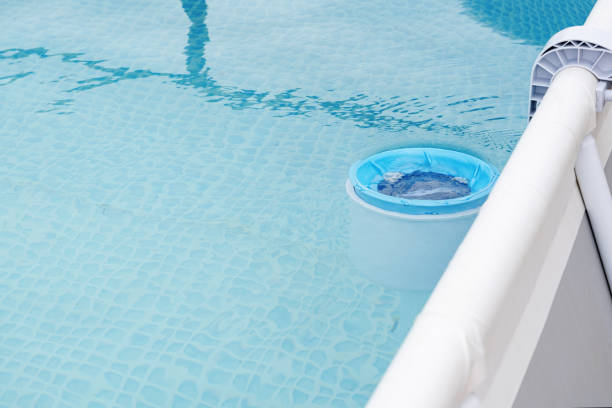 istock Close-up of the skimmer mounted on a frame pool 2152205992
