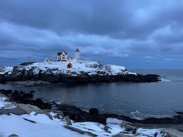 istock Nubble light in stormy conditions 2152206205