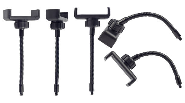 set plastic phone holder with flexible leg for ring light isolated from background