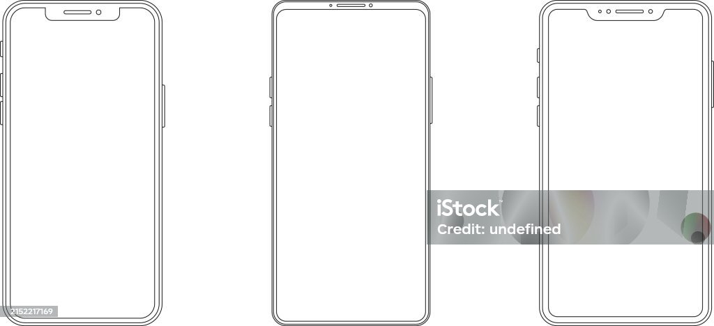 Smartphone Line Outline Line Drawing Modern Smartphone Elegant Thin Stroke Line Style ...