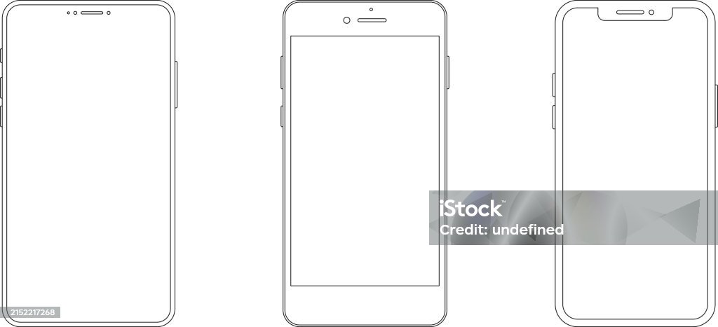 Smartphone Line Outline Line Drawing Modern Smartphone Elegant Thin Stroke Line Style ...