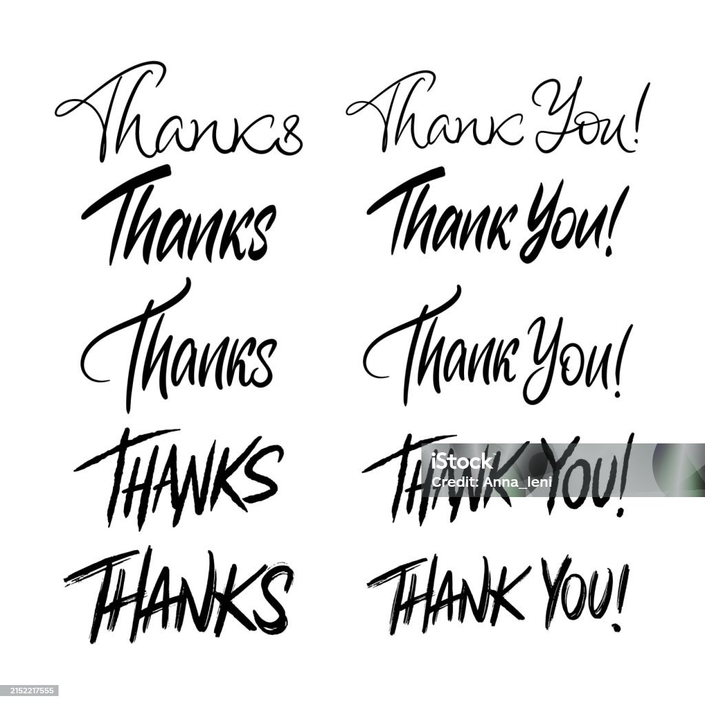 Creative Lettering Thank You Thank You Lettering Set Stock Illustration - Download Image Now - Art ...