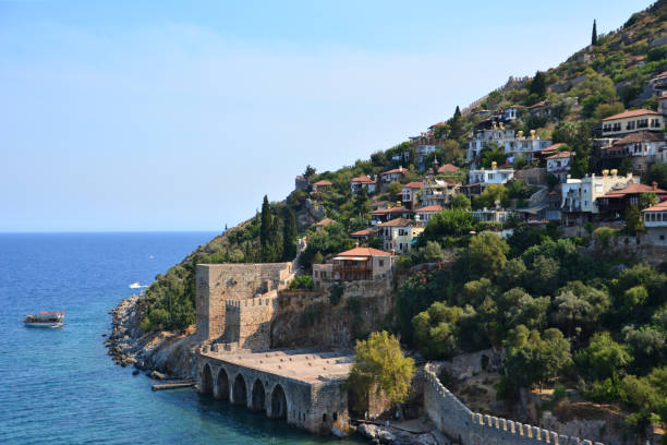 istock an old town on the mountain with blue water and blue sky 2152221421