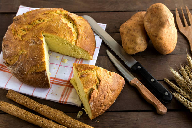 istock Sliced Potato Bread on wooden table 2152221562