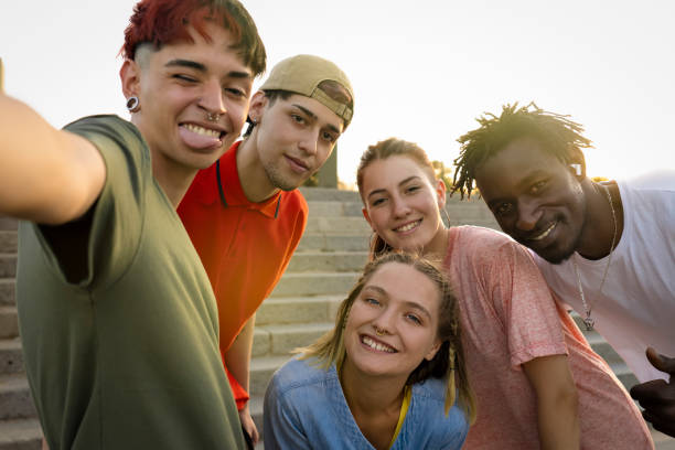 istock Multi-ethnic group of young people taking a selfie 2152222658