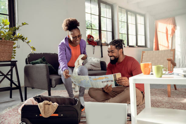 Couple Planning their trip at home