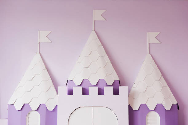 Purple castle decoration at child room interior