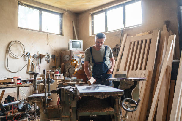 istock Mature man working in his carpentry workshop 2152230047
