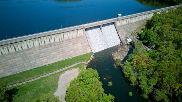 istock Reservoir spillway along road 2152233158