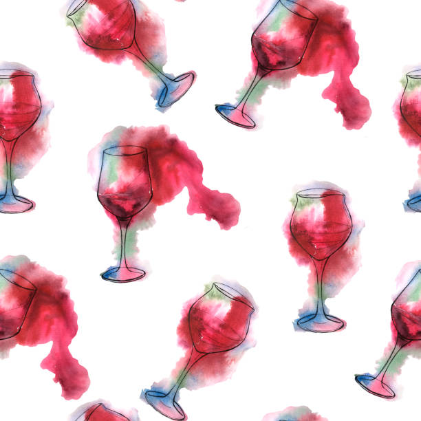istock Seamless pattern for wine bar and wine lovers, simply hand drawn style, parisian party style illustration 2152235466