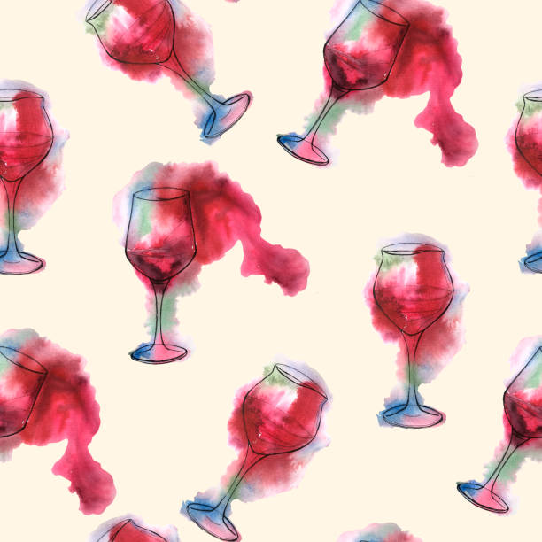 istock Seamless pattern for wine bar and wine lovers, simply hand drawn style, parisian party style illustration 2152235467