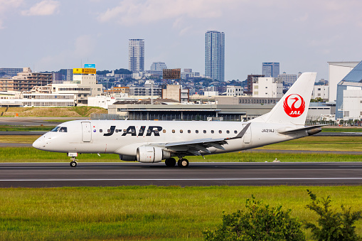 Jair Embraer 170 Airplane At Osaka Itami Airport In Japan Stock Photo Jair Embraer 170 Airplane At Osaka Itami Airport In Japan Stock Photo