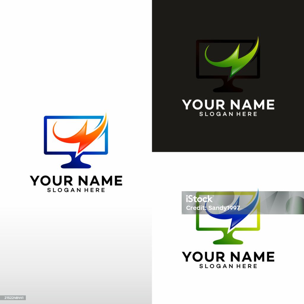 Computer Logo Design Software Development Vector Design Desktop Service ...
