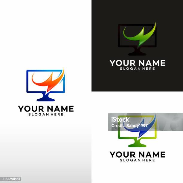 Computer Logo Design Software Development Vector Design Desktop Service ...