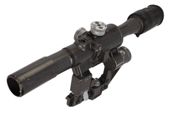istock PSO - soviet sniper scope for SVD sniper rifle. Inscriptions in russian up-down and on-off. 2152260838
